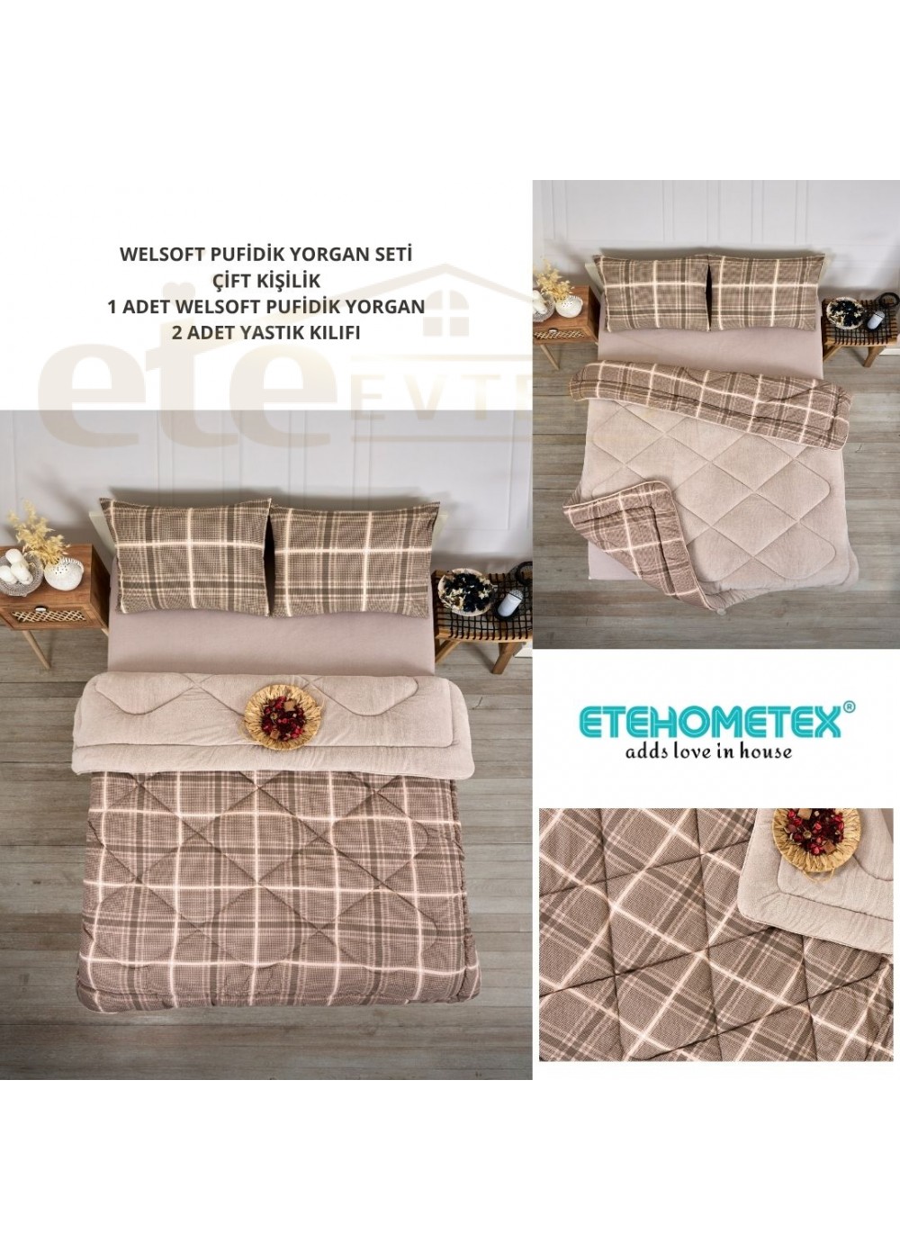 ETE HOMETEX ÇİFT KİŞİLİK LÜX WELSOFT YORGAN 195X215CM SAFİR BEJ 8696474231947 ETE HOMETEX ÇİFT KİŞİLİK LÜX WELSOFT YORGAN 195X215CM SAFİR BEJ 8696474231947